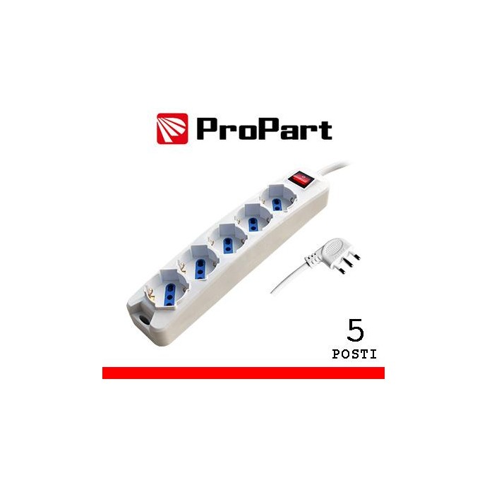 Multipresa 5pos bipasso/schuko spina16A +interr.