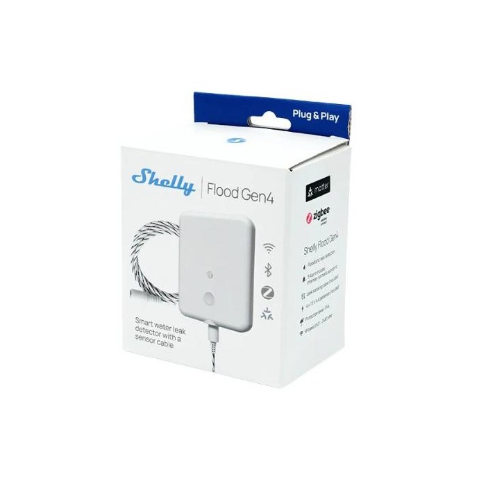 Shelly Flood Gen4 - Sensore allagamento Wi-Fi/ZIgbee/BT Gen4 + cavo 2m