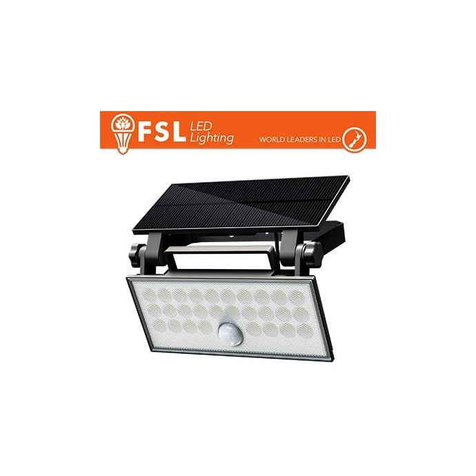 Faro da esterno solare con sensore di movimento 60W (6 led) - Nero