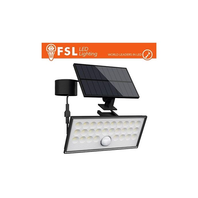 Faro da esterno solare con sensore di movimento 60W (6 led) - Nero Staccabile