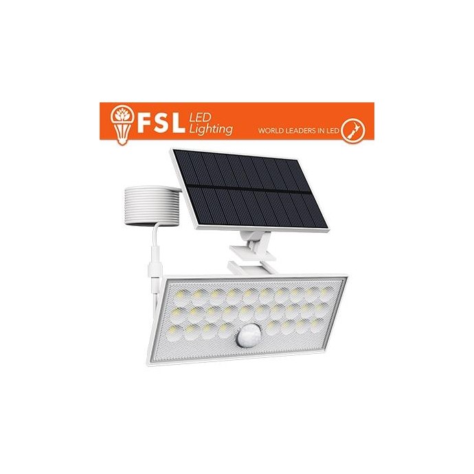 Faro da esterno solare con sensore di movimento 60W (6 led) - Bianco Staccabile