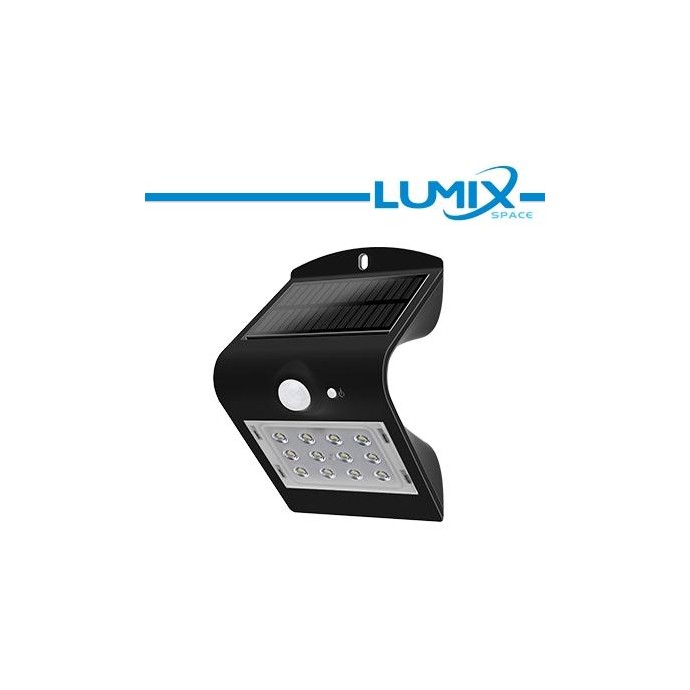 Lampada da parete LED solare senza fili con Sensori 220lm NERO