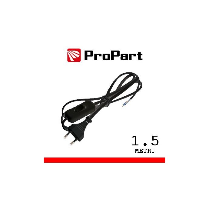 Cavetto con interruttore 1.5m spina10A 2poli nero polybag