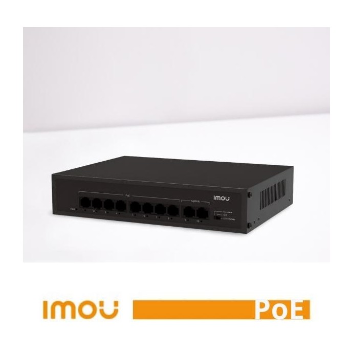 Imou Switch PoE Unmanaged SF110P 8 Porte 10/100 Mbps con 2 Uplink65W