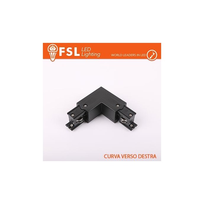 FSL Connettore Forma L destra per Binario Trifase - Colore NERO