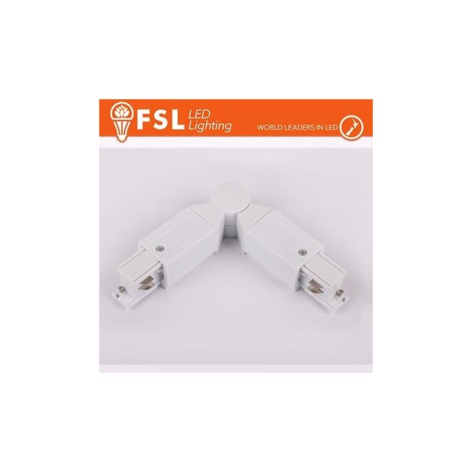 FSL Connettore Forma L con angolo regolabile per Binario Trifase - Colore BIANCO