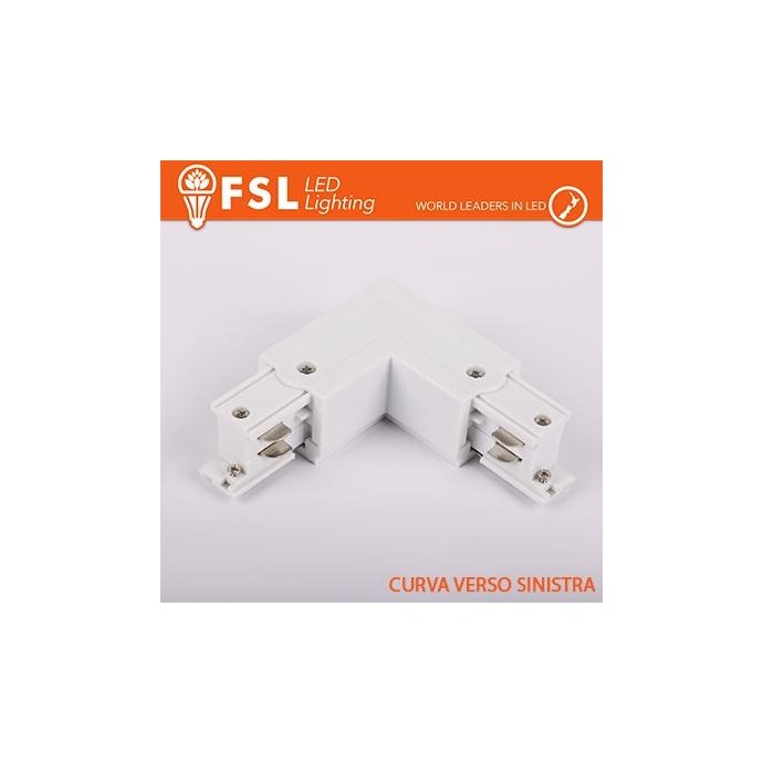 FSL Connettore Forma L sinistra per Binario Trifase - Colore BIANCO