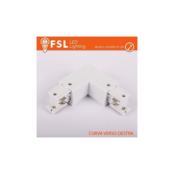 FSL Connettore Forma L destra per Binario Trifase - Colore BIANCO