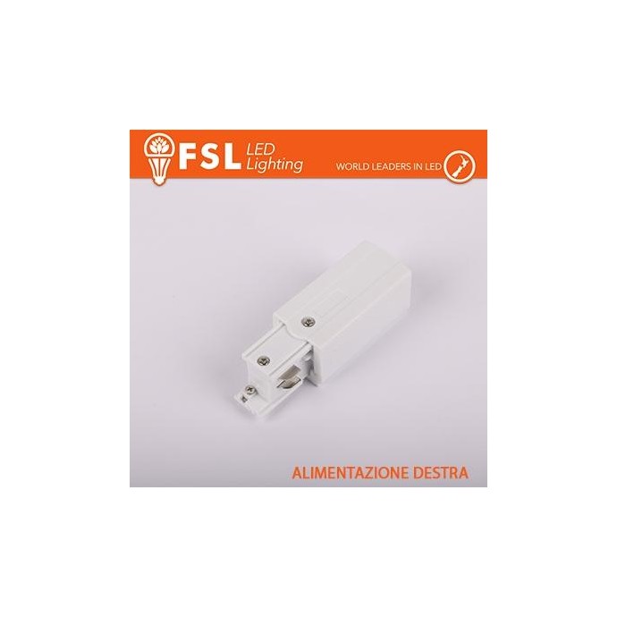 FSL Testata di alimentazione DESTRA per binario trifase - colore BIANCO