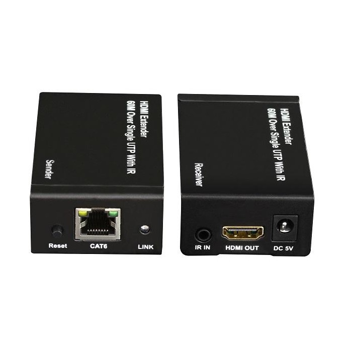 Kit TX-RX Extender HDMI, 60MT UTP, 1080p@60Hz, POE