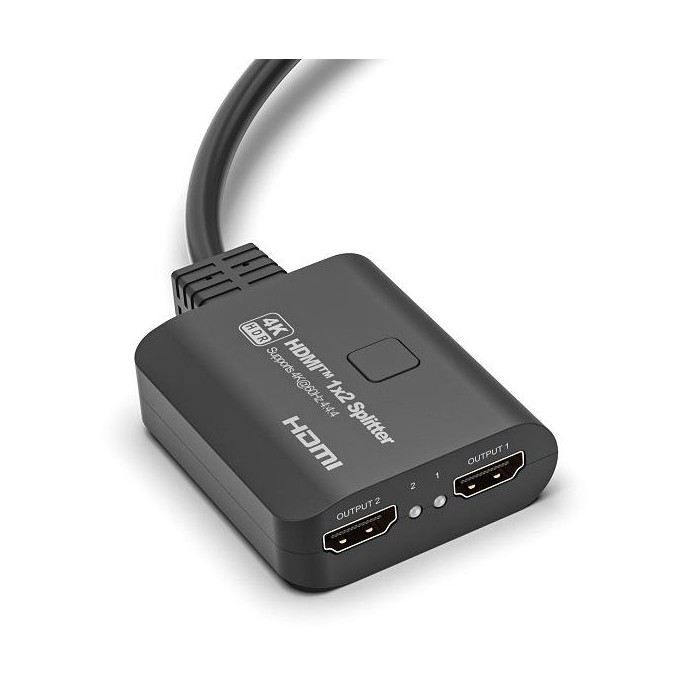 Splitter HDMI 1x2, 18G HDCP2.3, 4K@60Hz, Downscaler On-Off