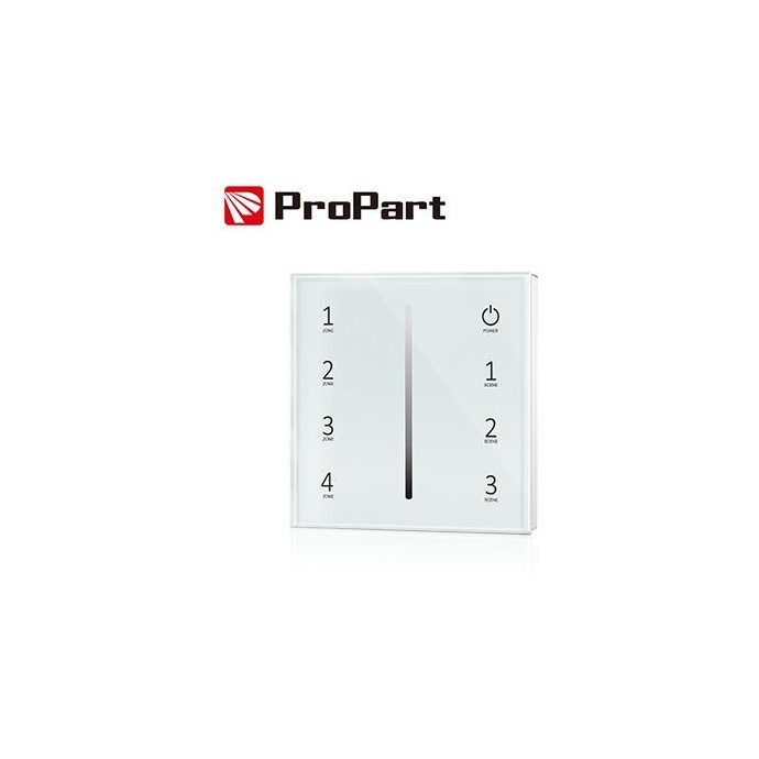 Telecomando da Parete RF 1 Canale - 4 Zone, Bianco, a Batteria
