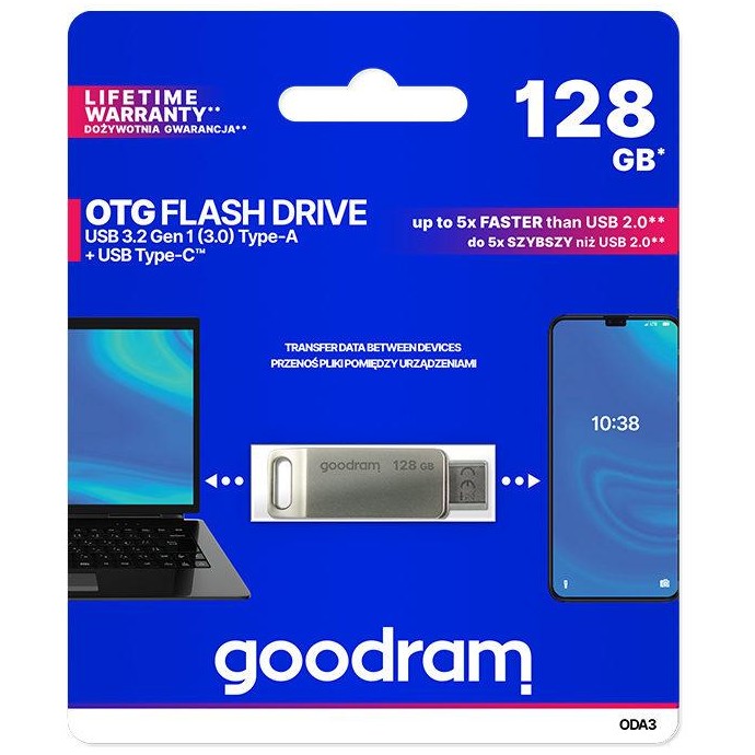 GoodRAM DUALDRIVE OTG 128GB USB 3.2 + type C GoodRAM DUALDRIVE OTG 128GB USB 3.2 + type C