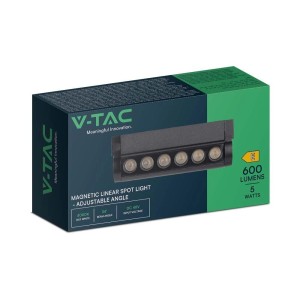 Faretto LED lineare binario magnetico 5W nero V-TAC VT-4205 - foto 4