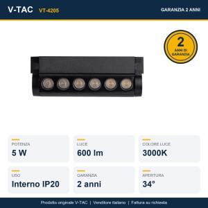 Faretto LED lineare binario magnetico 5W nero V-TAC VT-4205 - foto 13