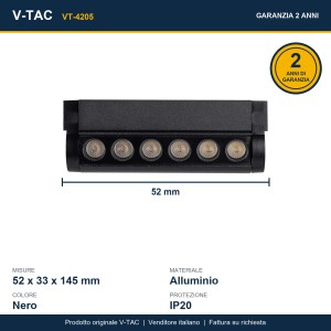 Faretto LED lineare binario magnetico 5W nero V-TAC VT-4205 - foto 14