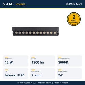 Faretto LED da binario magnetico 12W nero V-TAC VT-42012 - foto 13