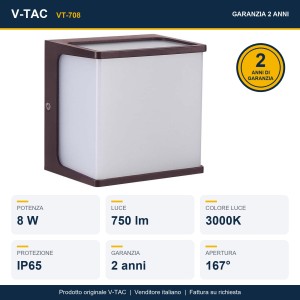 Applique LED da esterno 8W IP65 Marrone V-TAC VT-708 - foto 8