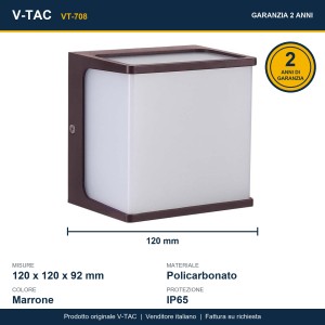 Applique LED da esterno 8W IP65 Marrone V-TAC VT-708 - foto 9