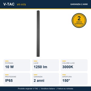 Applique LED da esterno 10W 510mm IP65 grigio V-TAC VT-1173 - foto 7