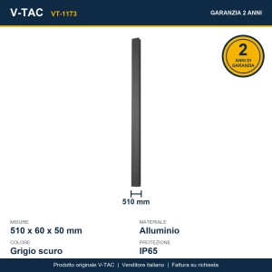 Applique LED da esterno 10W 510mm IP65 grigio V-TAC VT-1173 - foto 8