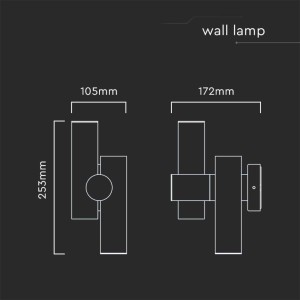 Applique LED da esterno 6W 2 faretti orientabili IP44 nera V-TAC VT-1186 - foto 11