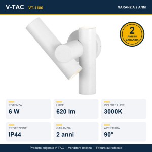 Applique LED da esterno 6W 2 faretti orientabili IP44 bianca V-TAC VT-1186 - foto 12