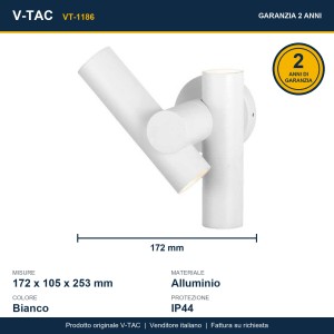 Applique LED da esterno 6W 2 faretti orientabili IP44 bianca V-TAC VT-1186 - foto 13
