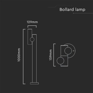 Paletto LED da giardino 2x2W Nero IP44 V-TAC VT-1187 - foto 10