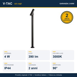 Paletto LED da giardino 2x2W Nero IP44 V-TAC VT-1187 - foto 11