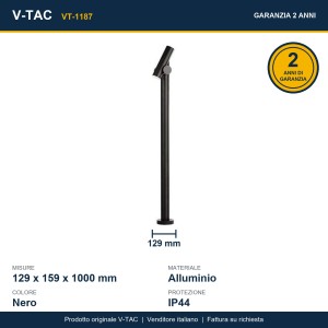 Paletto LED da giardino 2x2W Nero IP44 V-TAC VT-1187 - foto 12