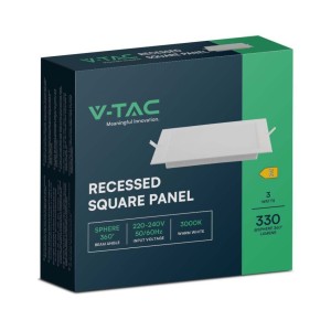 Pannello LED da incasso 3W 330 lm quadrato bianco V-TAC VT-61003 - foto 4