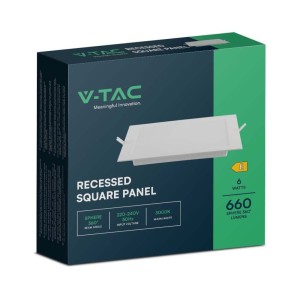 Pannello LED da incasso 6W 660lm quadrato bianco V-TAC VT-61006 - foto 4