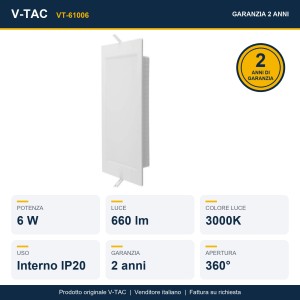 Pannello LED da incasso 6W 660lm quadrato bianco V-TAC VT-61006 - foto 8