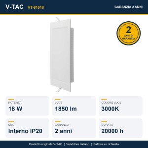 Pannello LED da incasso 18W 1850lm quadrato V-TAC VT-61018 - foto 9