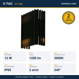 Applique LED da esterno 12W IP65 nera V-TAC VT-1189 - foto 8