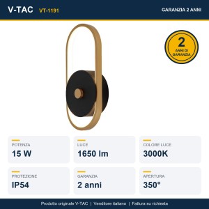 Applique LED da esterno 15W ovale IP54 luce diffusa V-TAC VT-1191 - foto 9
