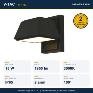 Applique LED da esterno 15W IP65 nero V-TAC VT-1192 - foto 9