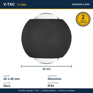 Applique LED da esterno 2W IP54 nera V-TAC VT-2502 - foto 9