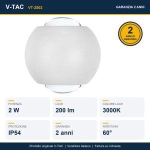 Applique LED da esterno sferica 2W IP54 doppio fascio V-TAC VT-2502 - foto 7