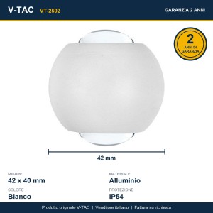 Applique LED da esterno sferica 2W IP54 doppio fascio V-TAC VT-2502 - foto 8