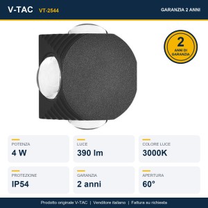Applique LED da esterno 4W IP54 nera V-TAC VT-2544 - foto 9