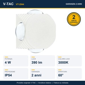 Applique LED da esterno 4W IP54 bianca V-TAC VT-2544 - foto 7