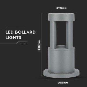 Paletto LED da Giardino 10W IP65 Grigio V-TAC VT-830-G - foto 8
