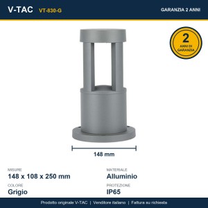 Paletto LED da Giardino 10W IP65 Grigio V-TAC VT-830-G - foto 10