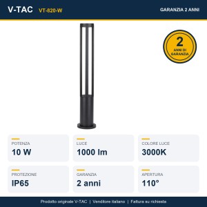 Paletto LED da giardino 10W IP65 bianco V-TAC VT-820-W - foto 8