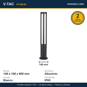Paletto LED da giardino 10W IP65 bianco V-TAC VT-820-W - foto 9