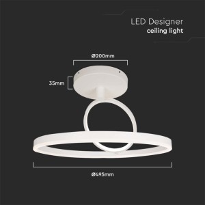 Lampadario LED 37W 2 cerchi bianco V-TAC VT-7907 - foto 7