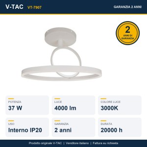 Lampadario LED 37W 2 cerchi bianco V-TAC VT-7907 - foto 8