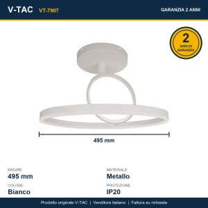 Lampadario LED 37W 2 cerchi bianco V-TAC VT-7907 - foto 9